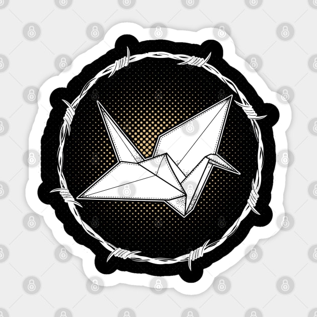 Break Me Out Escape Origami Bird Prison Sticker by savariya